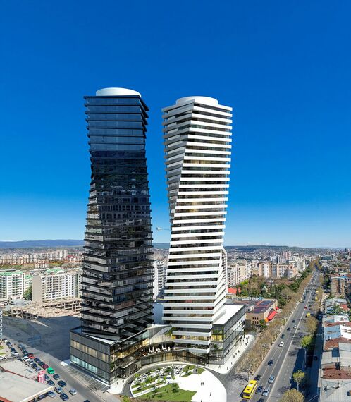 ConceptWall 50 Murs rideaux, ConceptSystem 77 Portes et ConceptSystem 77 Fenêtres - Complexe immobilier Axis Towers situé à Tbilisi, Géorgie