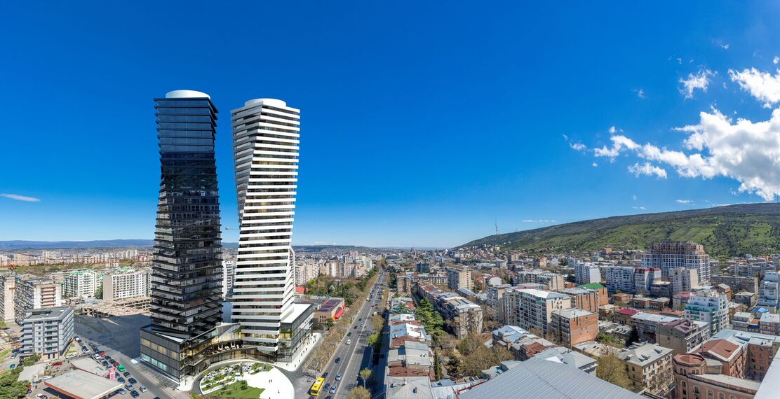 ConceptWall 50 Fassaden, ConceptSystem 77 Türen und ConceptSystem 77 Fenster - Wohnungskomplex Axis Towers ansässig in Tbilisi, Georgien