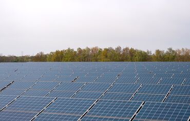 Solar panels on top of the Reynaers warehouse in Duffel, Belgium.